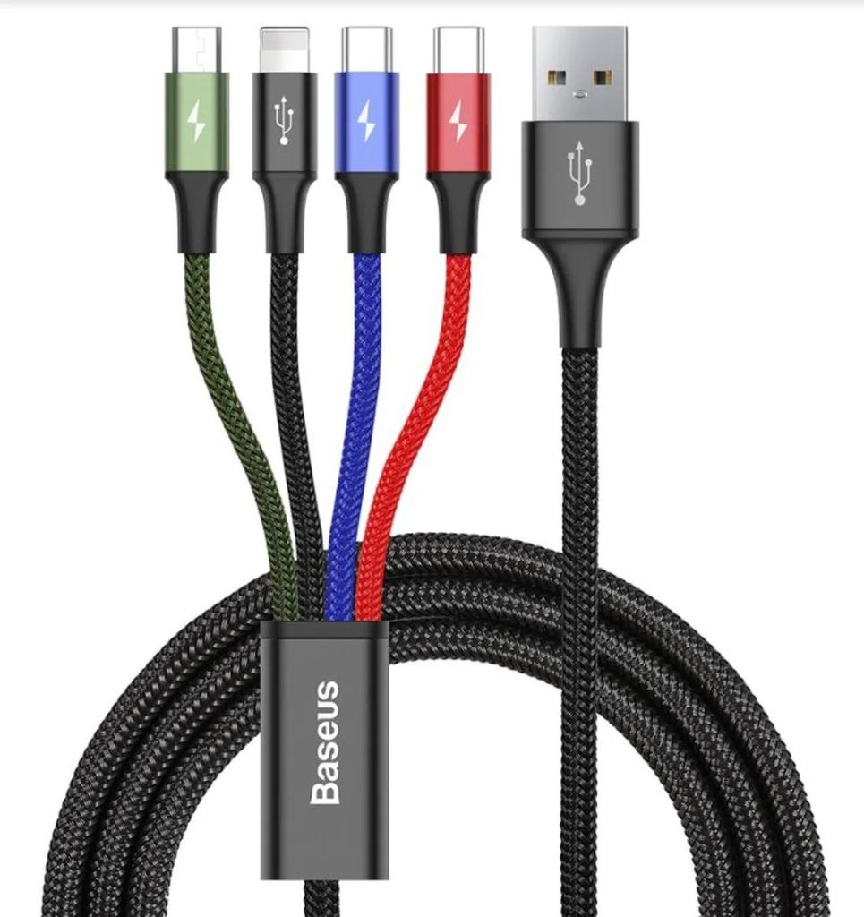 4-v-1 USB kábel pre iPhone Lightning 2 x USB-C microUSB Obrázok produktu 