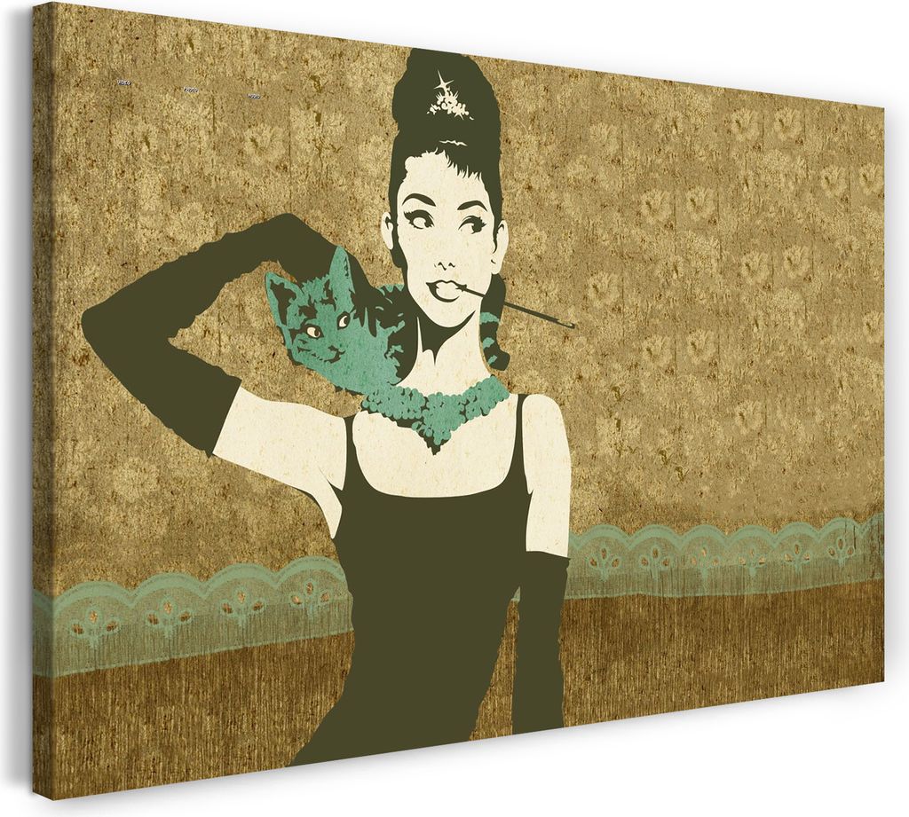 Leinwandbild (60x40cm): Audrey Hepburn, echter Holz-Keilrahmen inkl. Aufhänger, handgefertigt in Deutschland