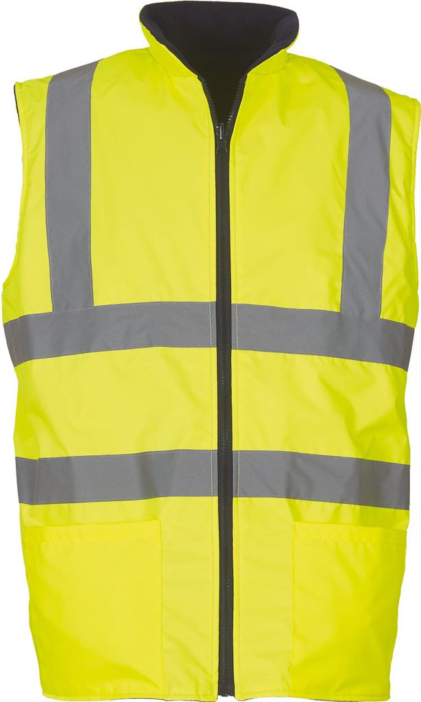 YOKO HV008F | Fluo Fleece Reversible Bodywarmer - Farbe: Fluo Yellow - Größe: M