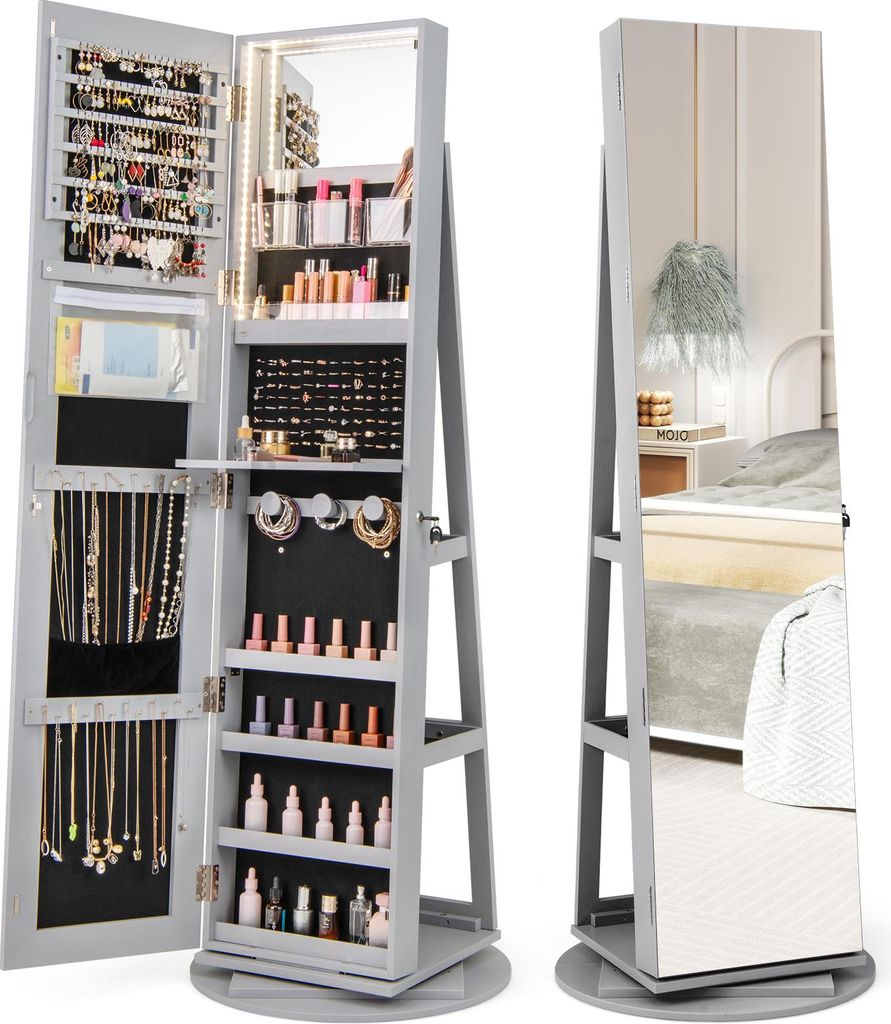 COSTWAY Armoire à bijoux avec LED, armoire à glace avec Image du produit 