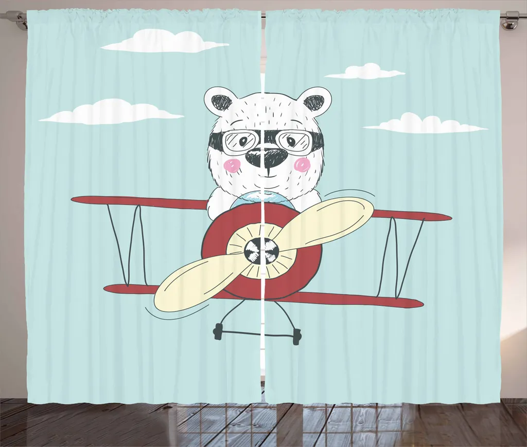 Tenda Rustica Abakuhaus 280x245 - Orso Pilota in Aereo - Tessuto Satin