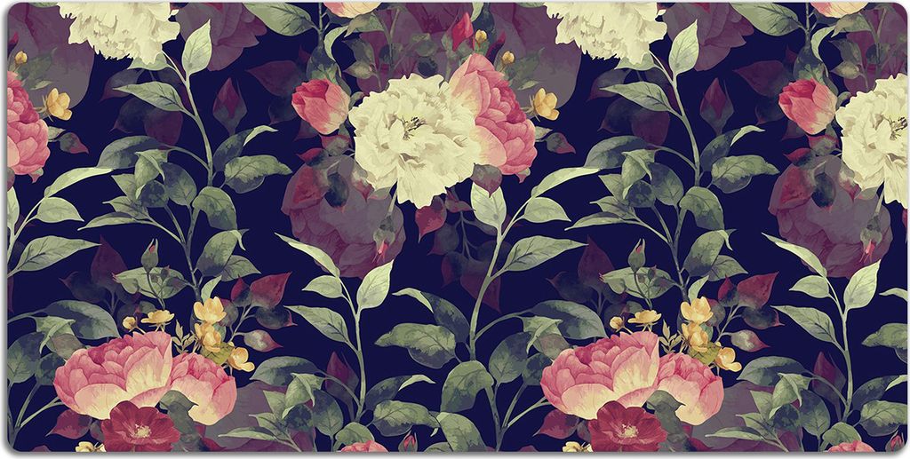 Schreibtischmatte Tischunterlage 90x45 cm Mauspad - Weinleseblumen