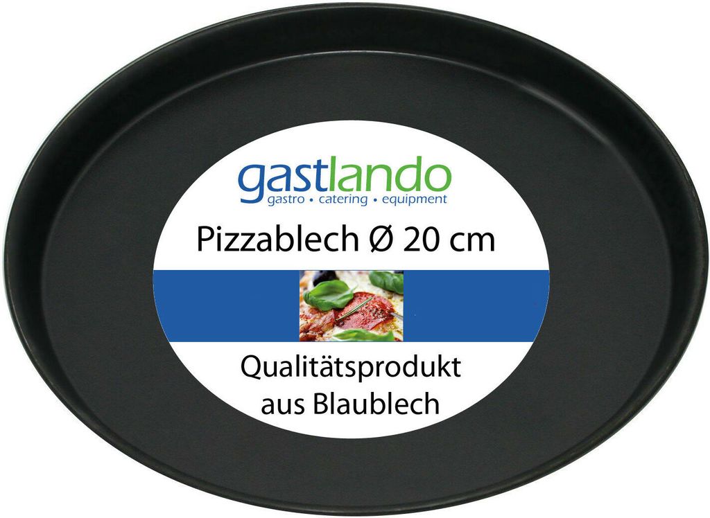Pizzablech rund Ø 20 cm aus Blaublech – Pizza Backform / Pizzablech für Ofen, Haushalt & Gastronomie