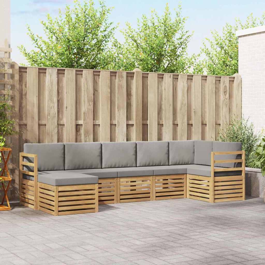 Möbel Outdoor-Sofagarnitur 7 pcs Weiß und HellgrauGartensofas - Gartensofas c4452