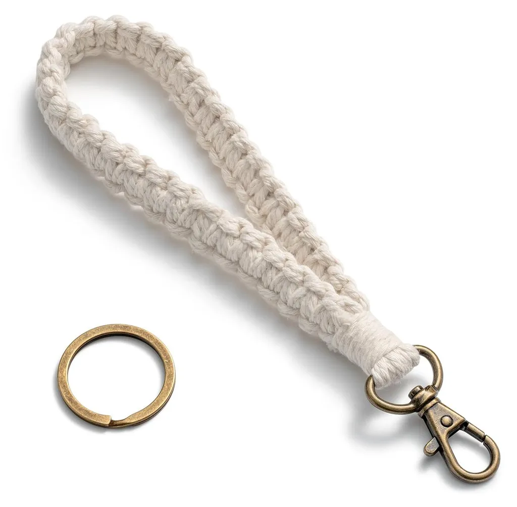 Porte-clés dragonne blanche et lanière de poignet pour clés de maison
