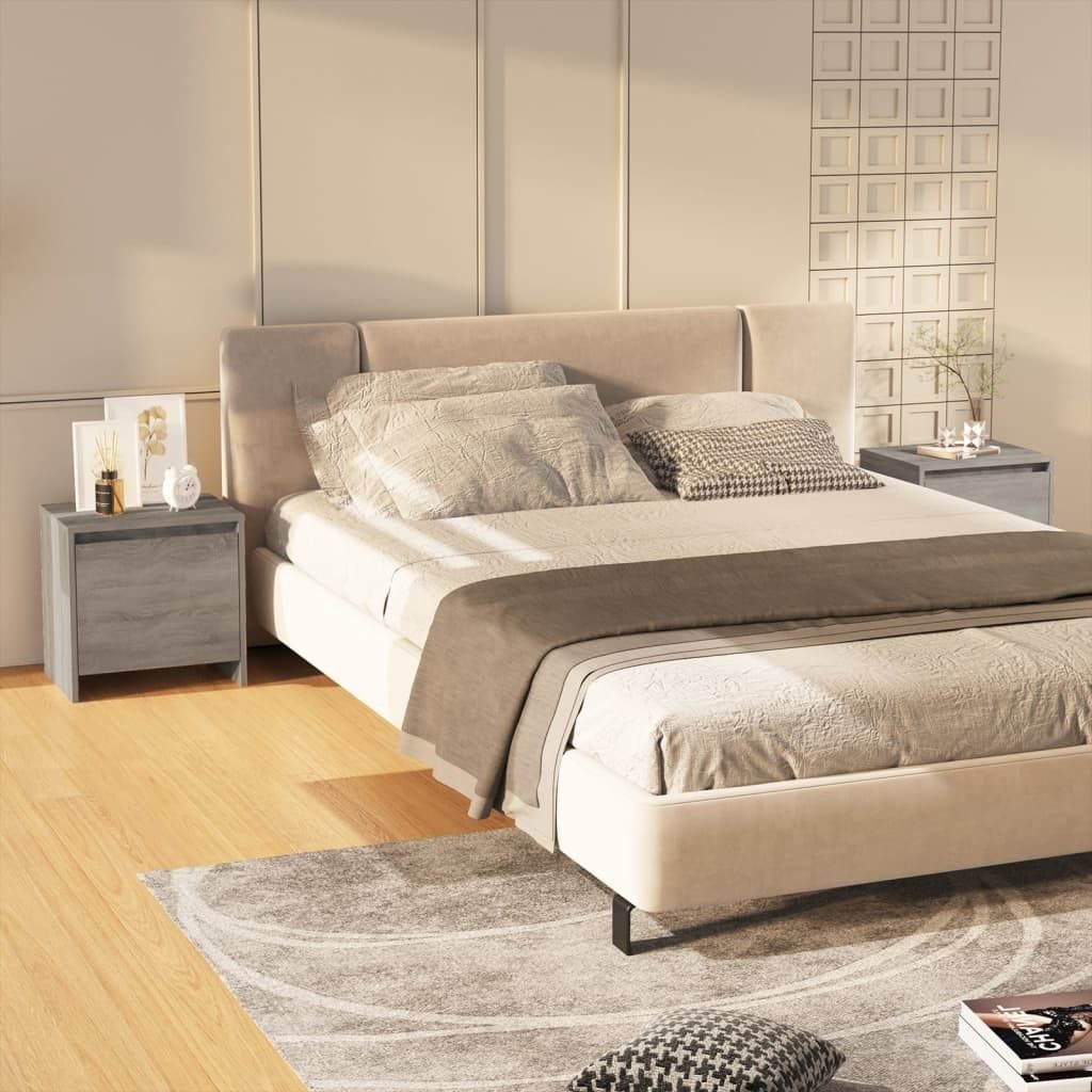 The Living Store Nachttische 2 Stk. Grau Sonoma 45x34x44,5cm Holzwerkstoff
