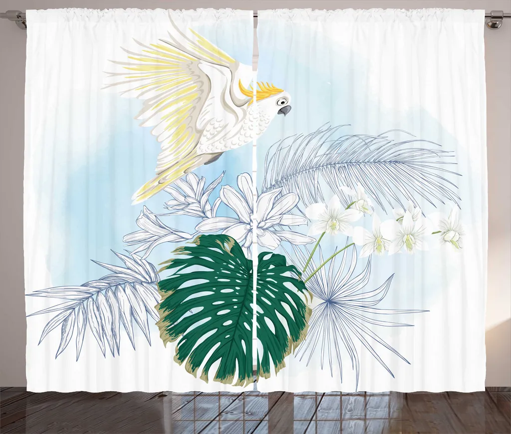Rideau Décoration Tropicale pour Chambre à Coucher 280x225 cm avec Crochet