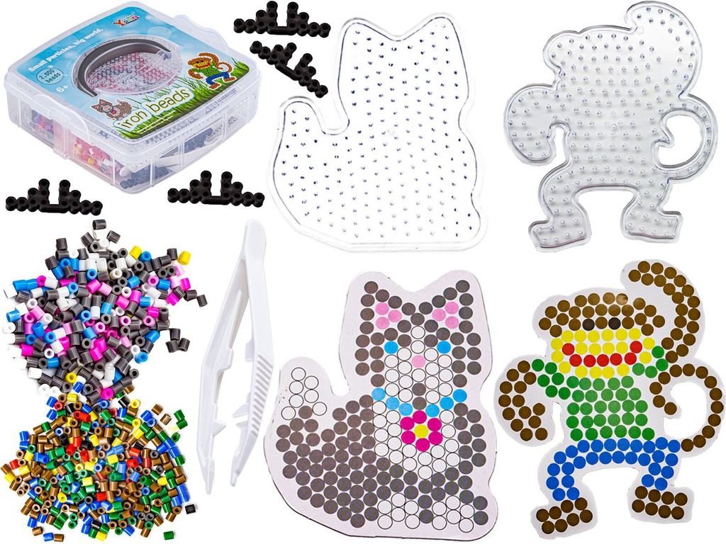 Bügelperlen, Affe, Katzenvorlagen 2000er Set, Bügelbrett, Truhe