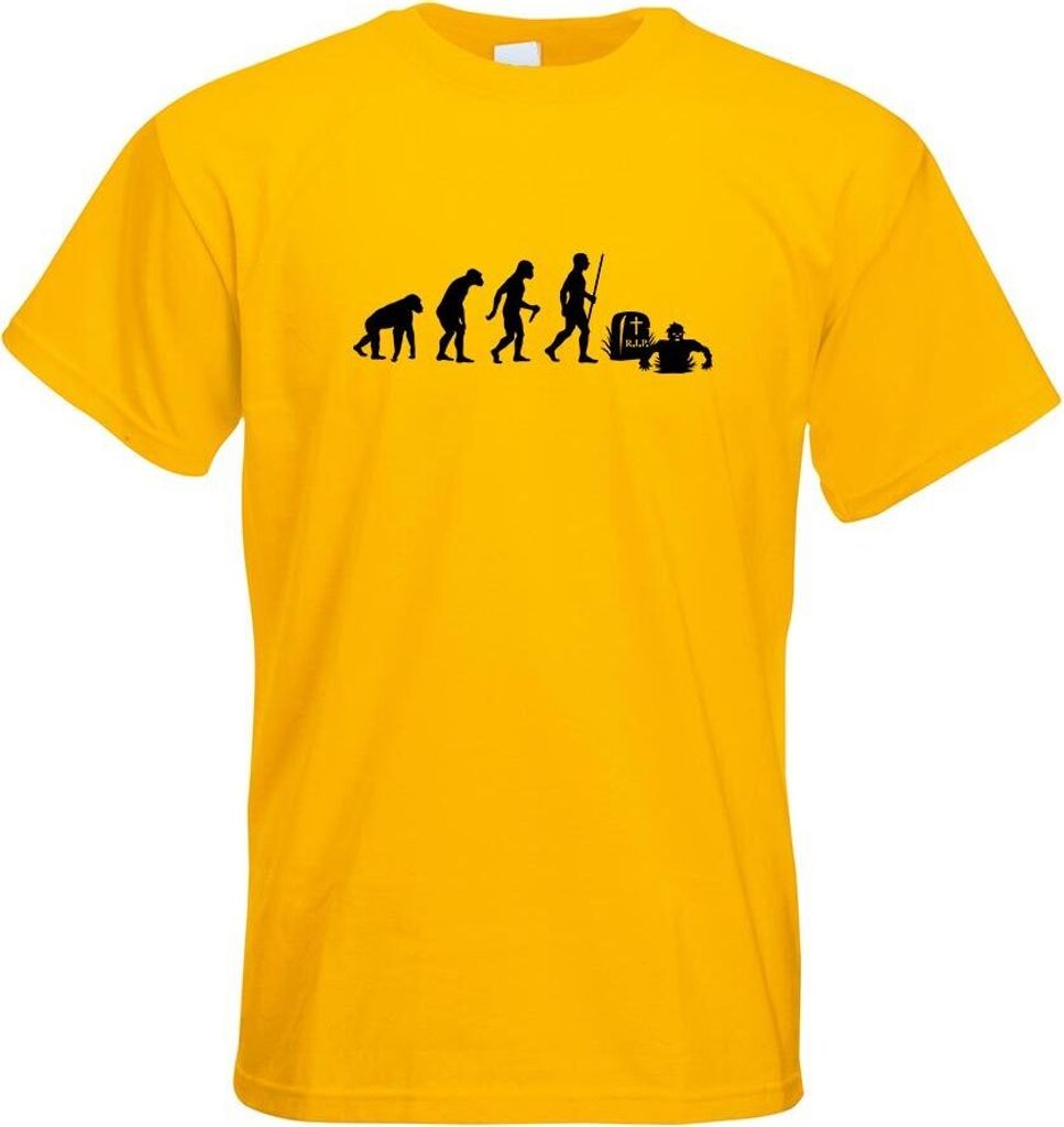 Kiwistar - T-Shirt - gelb - Zombie Untot Evolution Motiv Bedruckt Funshirt Design Print - mit Motiv Bedruckt - Funshirt Design - Sport - Freizeit -...