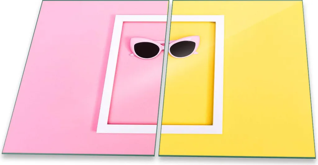 Protezione Piano Cottura Vetro 2x40x52 Astratto Rosa 2 Pezzi Slim