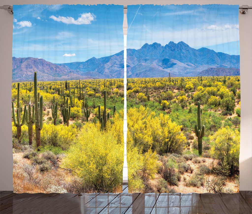 ABAKUHAUS Landschaft Rustikaler Gardine, Landschaft der Wüste, Schlafzimmer Kräuselband Vorhang mit Schlaufen und Haken, 280 x 225 cm, Mehrfarbig