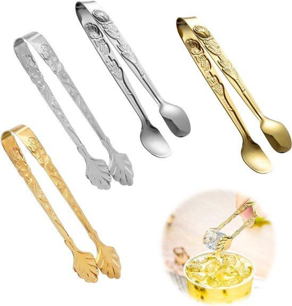 Silberner Kochlöffel Set - Edelstahl - 4 Stück - Gold/Silber