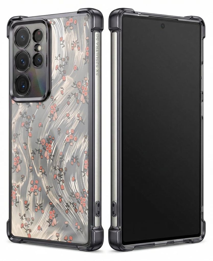 Personalisierte Hülle mit Bild für Samsung Galaxy S25 Edge Elektroplattiert TPU Stoßdämpfer Handyhülle mit Abstrakte Welle mit roten Punkten