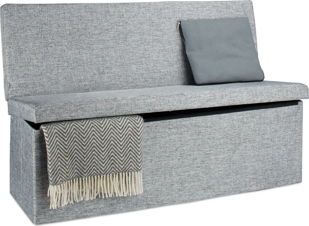 Relaxdays Pouf Pliable avec Dossier XL Siège de Rangement Confortable