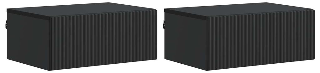 vidaXL Wandmontierter Nachttisch 2 pcs Schwarz 49 x 34,5 x Produktbild 