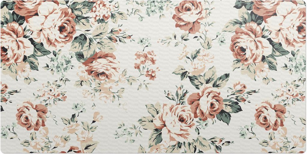 Florales Retro-Muster– Schreibtischunterlage – Schreibtisch Tischunterlage – 120x60 cm – Unterlage Groß Schreibtischmatte