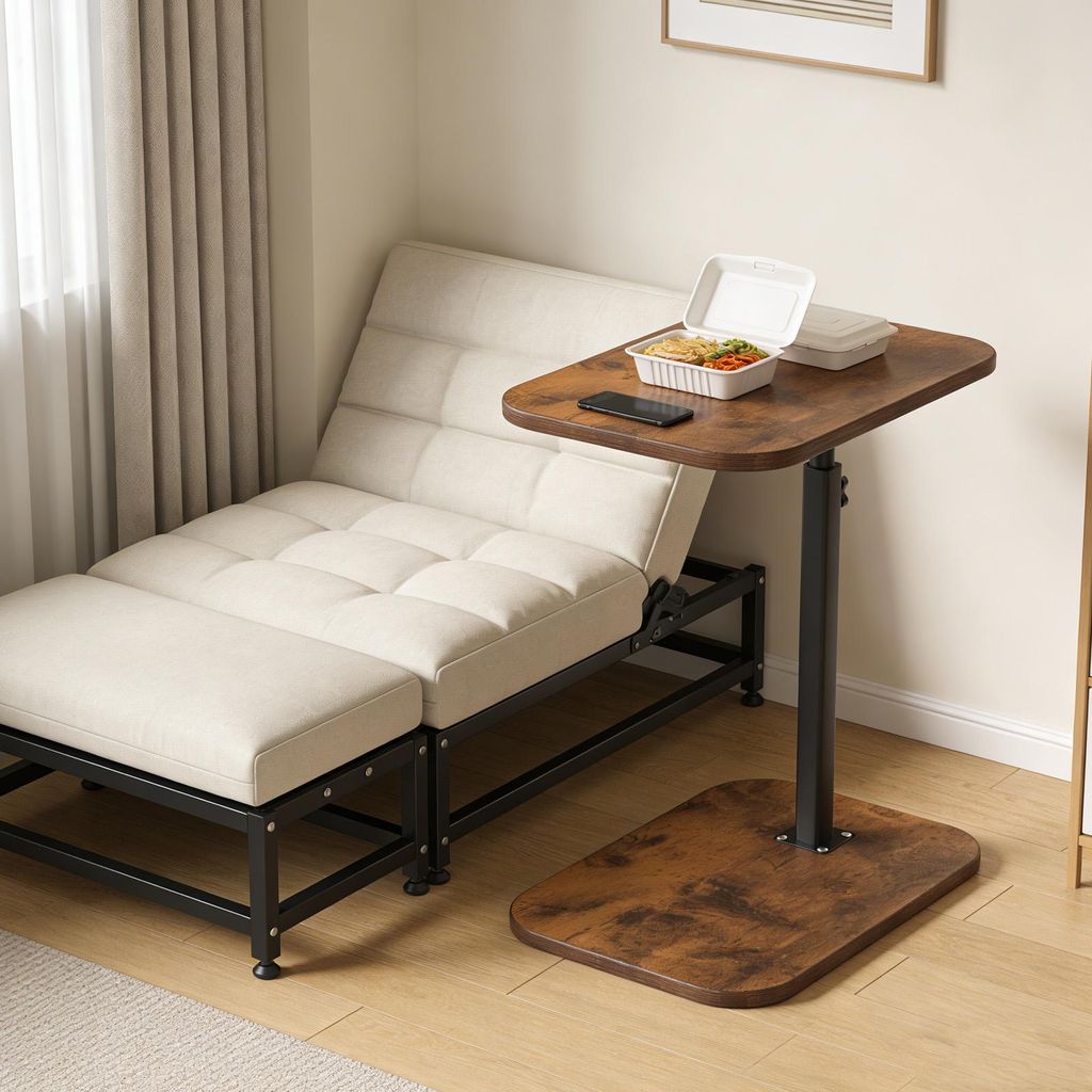 Beistelltisch Sofatisch C-Form Höhenverstellbar für Bett