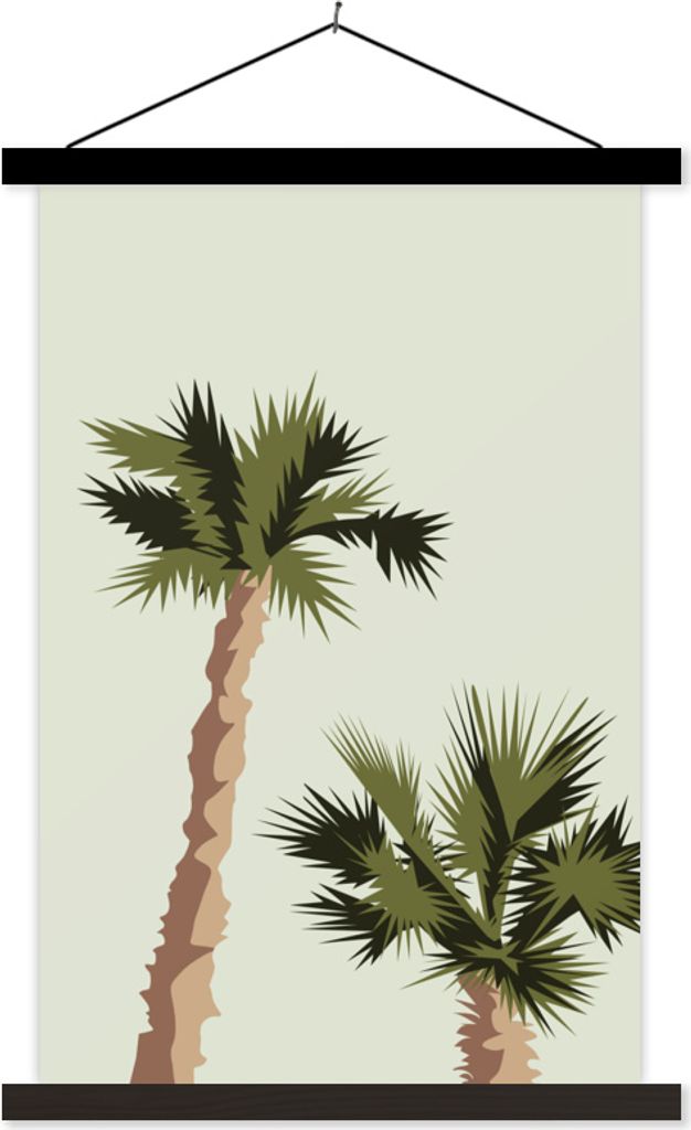 MuchoWow Textilposter Palme - Strand - Pastell 60x90 cm mit schwarzem Rahmen - Poster Wohnzimmer