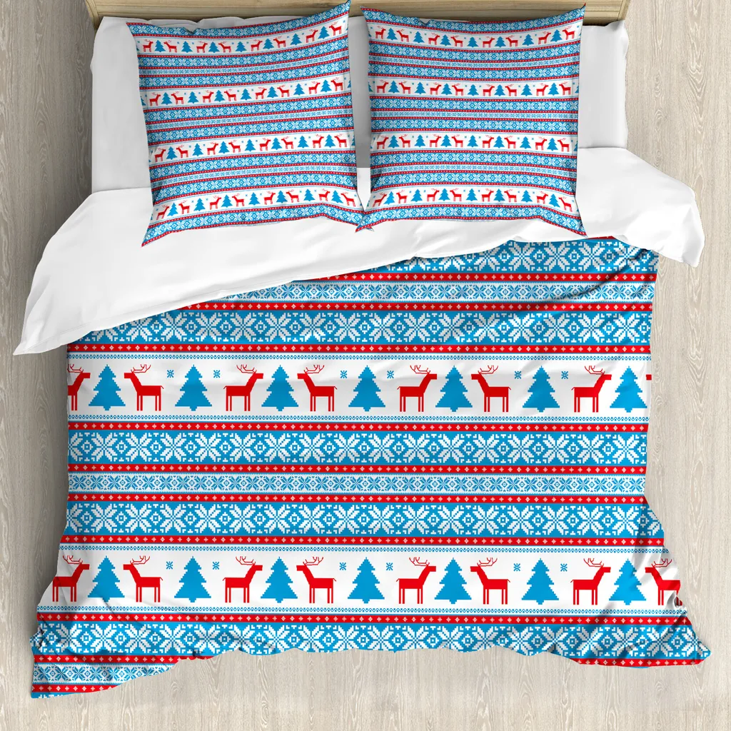 Parure Copripiumino Natalizia Folk ABAKUHAUS 155x220 Rosso Blu