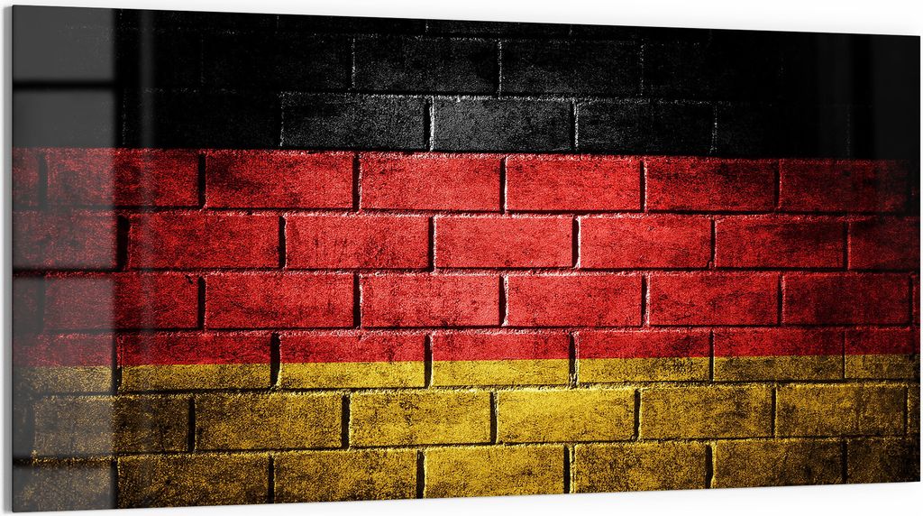 DEQORI Glasbild Acryl 100x50 cm 'Flagge der Einheit' Wandbild Bild modern Deko