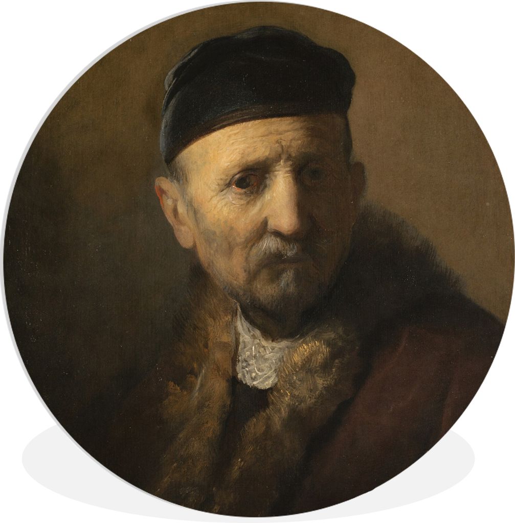 MuchoWow Rundes Wandbild - Runde Bilder Tronie eines alten Mannes - Rembrandt van Rijn Ø 60 cm Kreis Wanddekoration Kunststoff - Wandkreis - Wan...