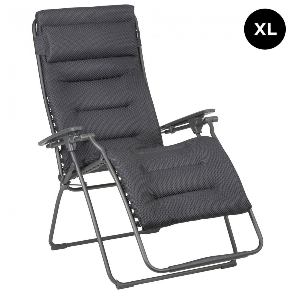 Lafuma Relaxsessel Futura XL, Be Comfort , klappbarer Gartenstuhl, stufenlos verstellbar, 127 x 90 x 76 cm, Stahl / Polyester / PVC, dunkelgrau