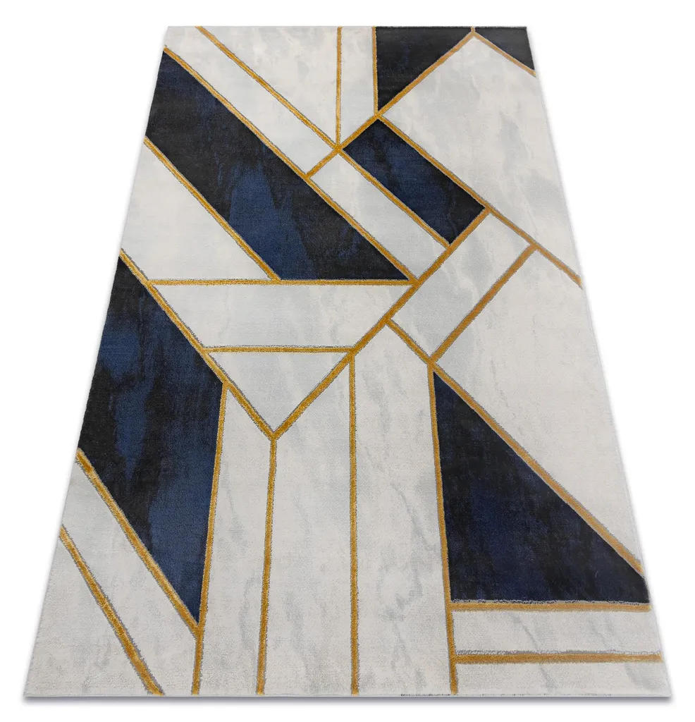 Tapis Géométrique Bleu 240x330 pour Salon Moderne - EMERALD 1015 Glamour