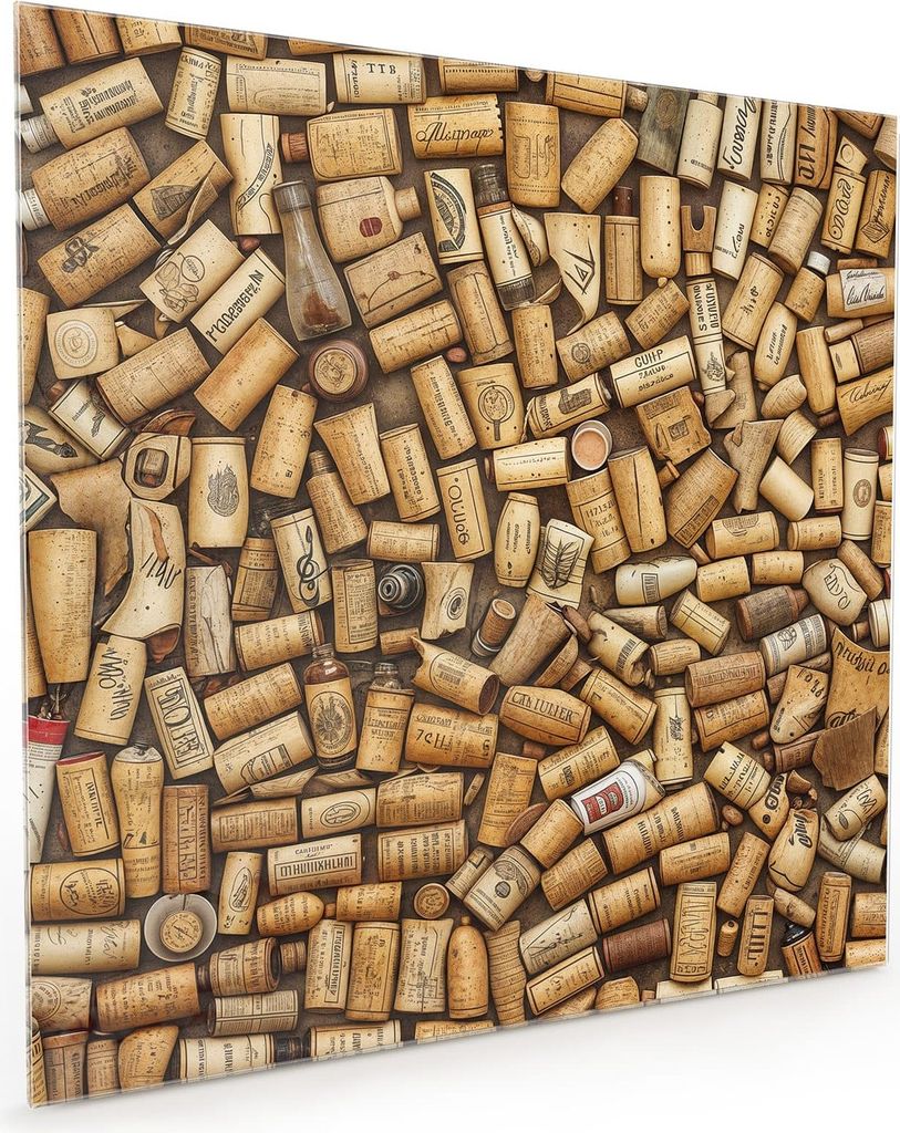 Küchenrückwand Spritzschutz Glas mit Motiv Vintage Korken Sammlung 40 x 40 cm