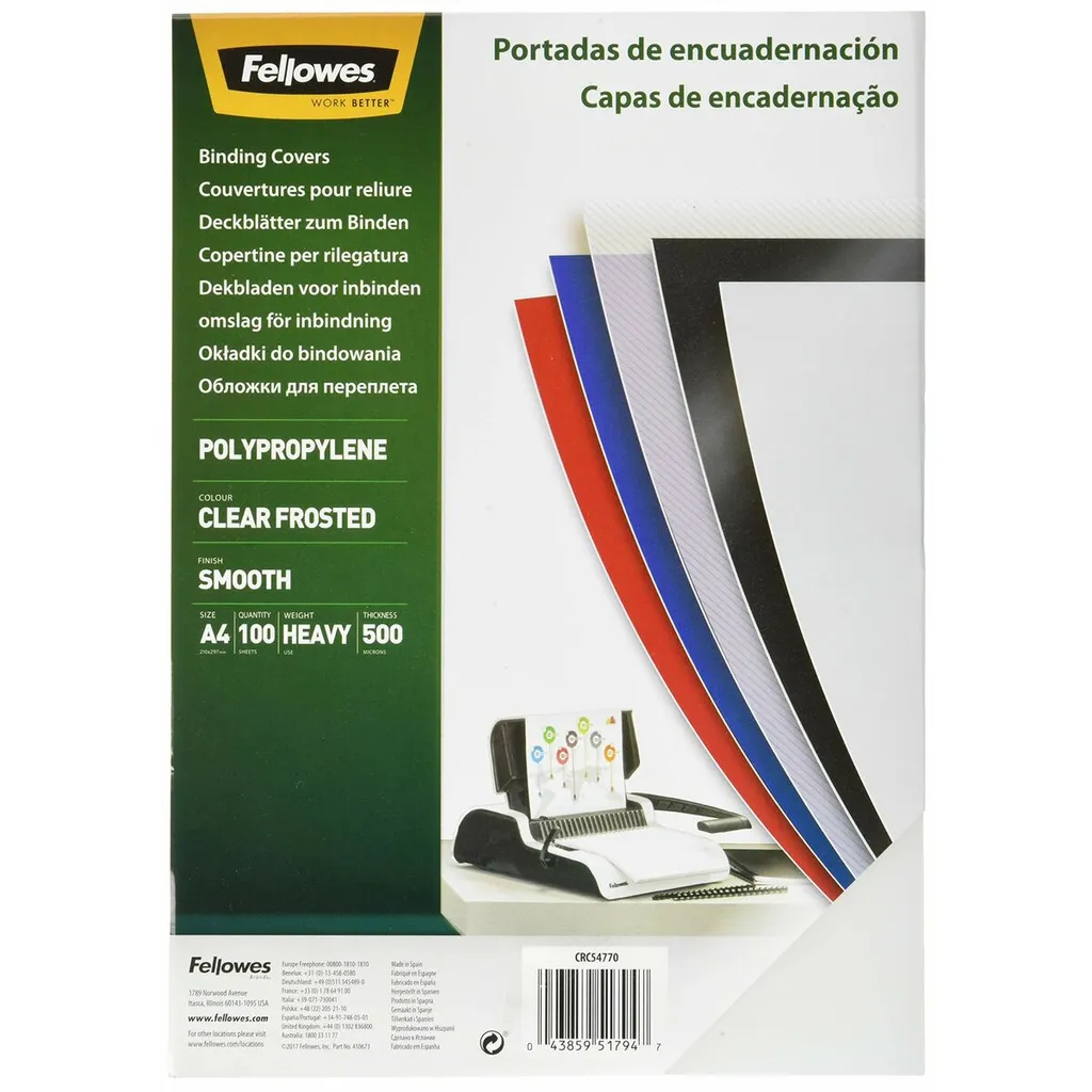Fellowes 54770 Copertine Gelato Chiaro A4: Finitura Satinata Elite