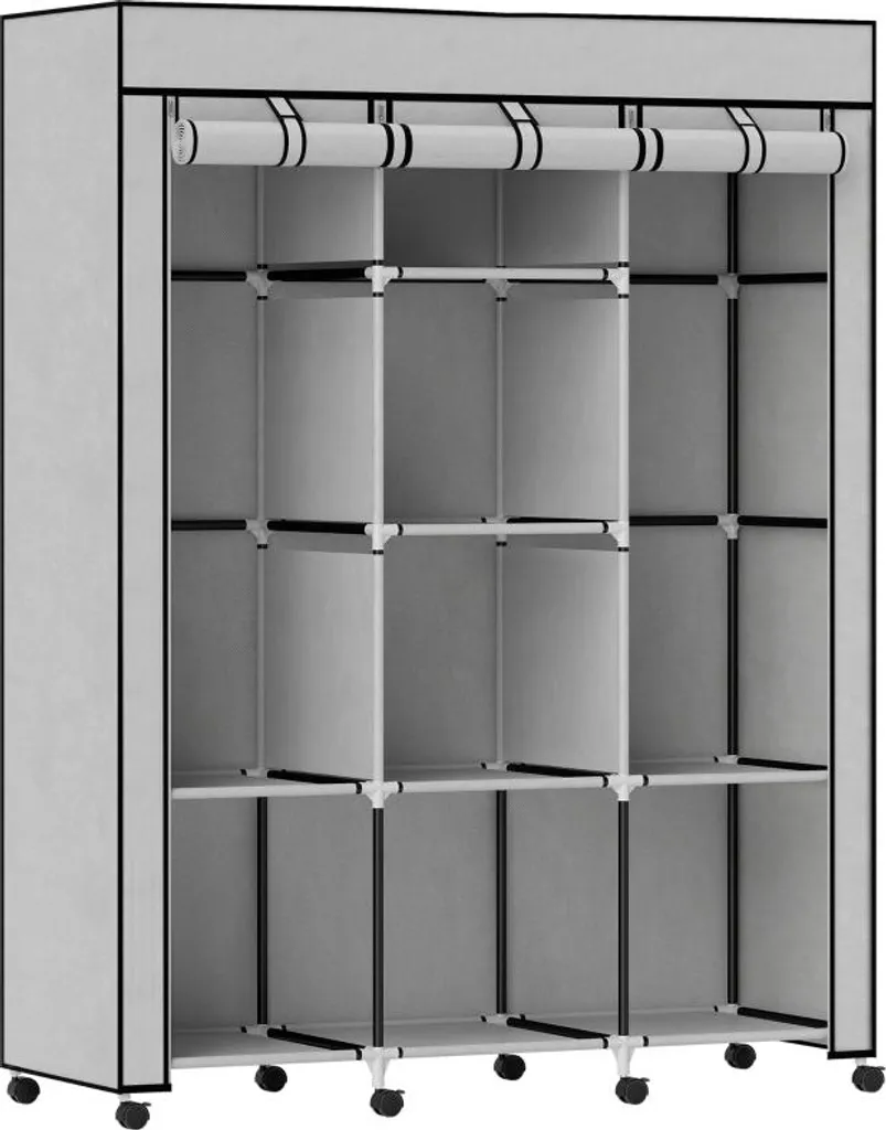 Armoire de rangement 8 niveaux Fortuna Lai en tissu gris haute densité