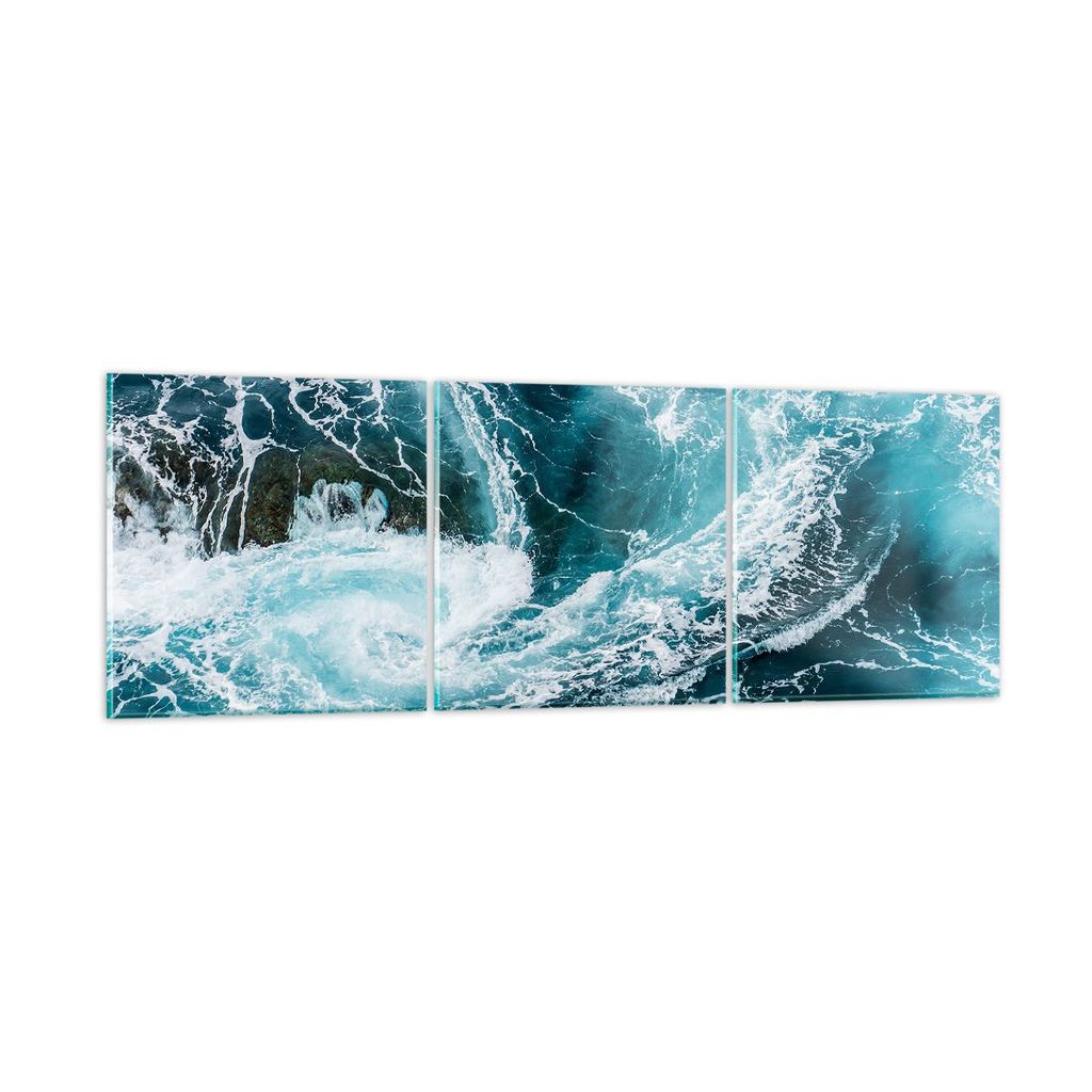 Bilder auf glas - Wasser Stein Welle - 150x50cm - Glasbilder - Wandbilder - Kunstdruck - zum Aufhängen bereit - Wanddekoration aus Glas - Glas Bil...