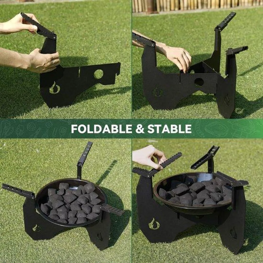 Support Barbecue Anti-Déformation en Acier Épais - Plateau Charbon