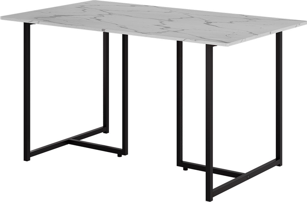 Esstisch Vicco Merido Schwarz/Marmor-Weiß 140 x 80 cm, Produktbild 