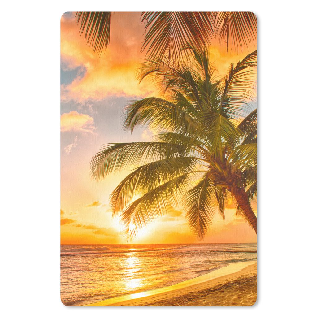 MuchoWow Mauspad Mousepad Sonnenuntergang - Palme - Wolken - Meer - Strand 18x27 cm - Mousepads - Maus Mat - Pad - Mausunterlage