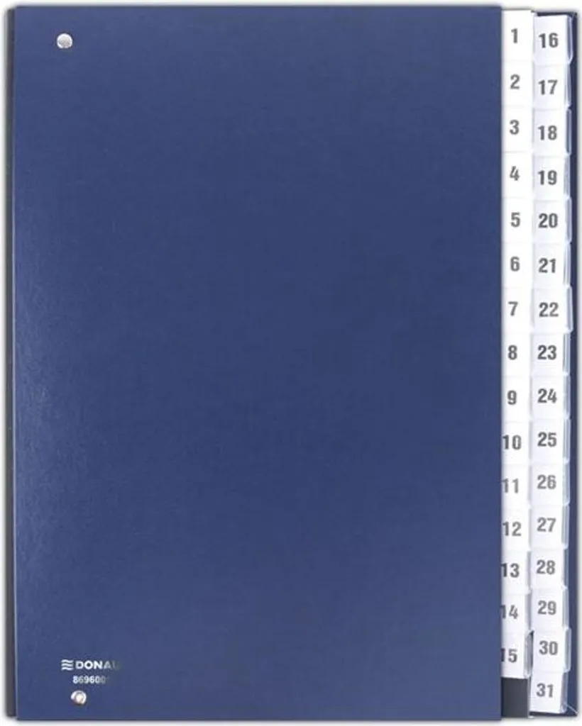 Classeur Donau A4 avec Intercalaires Numérotés 1-31 Coloris Bleu Marine