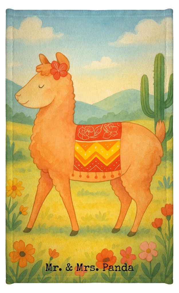 Mr. & Mrs. Panda Frotteehandtuch Alpaka Stolz Design - Weiß - Geschenk, Handtuch Klein, Gästehandtuch Bunt, Frotteetuch, 30x50, Saugfähig, Lama