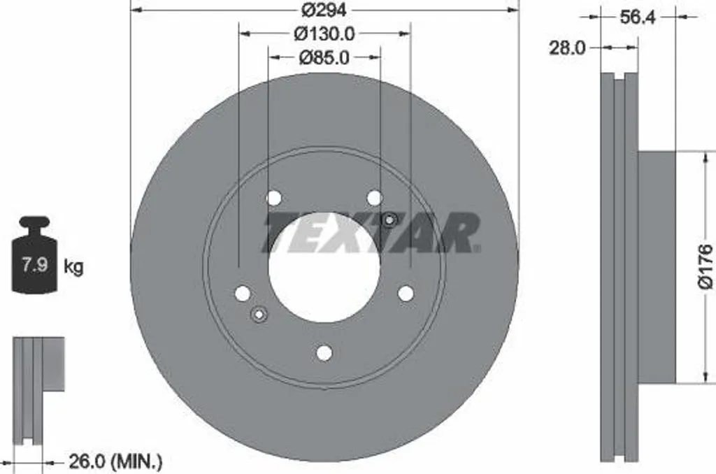 Disque de frein Textar 92203203 OE 10123663 pour SsangYong Rexton
