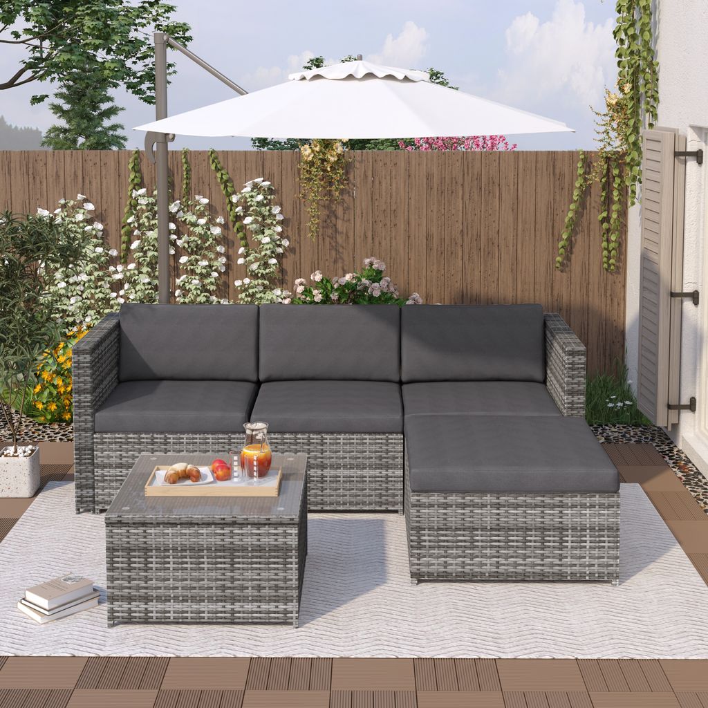 3-tlg.Garten-Lounge-Set mit Auflagen PolyRattan Braun Balkonmöbel Set Sitzgruppe 