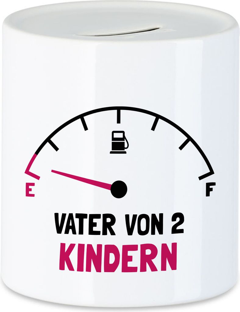 Vater von 2 Kindern Spardose Lustig Energielos Tank ist Leer Spruch Geschenk Zweifacher Papa