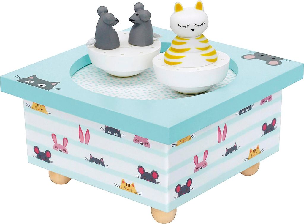 Holz Spieldose Tanzende Katz & Maus"" Produktbild 