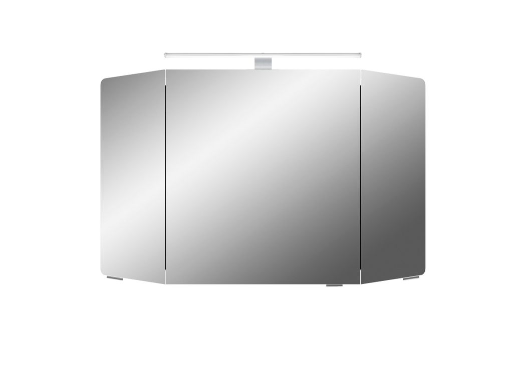 PELIPAL Cassca Sprint Bad Möbel, Spiegelschrank, LED Beleuchtung, Graphit Struktur quer NB 100 cm