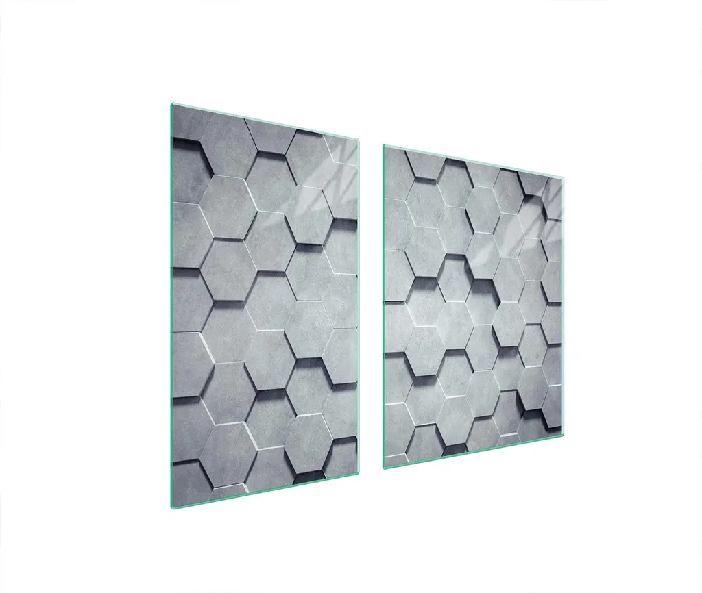 Copri Fornelli Grigio 100x52: 2 Pezzi Tagliere per Cucina in Vetro