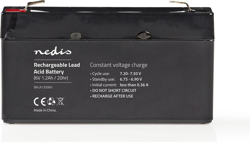 Nedis Wiederaufladbare Blei-Säure-Batterie - Bleisäure - Wiederaufladbar - 6 V - 1200 mAh