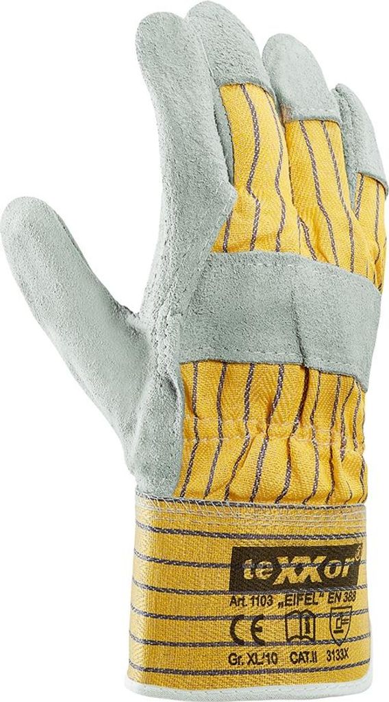 12 paar handschoenen van runderhuid, gespleten leer, model Productafbeelding 