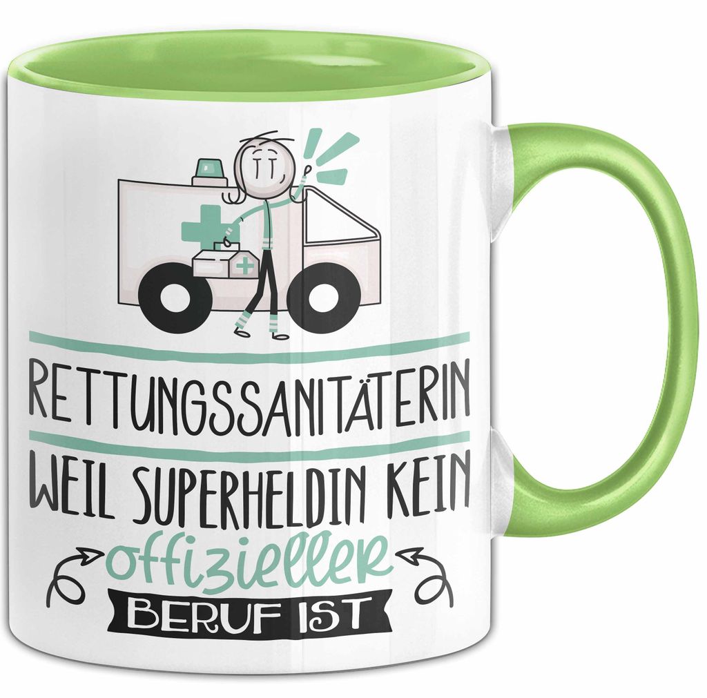 Rettungssanitäterin Geschenk Tasse Lustiger Spruch Rettungssanitäterin Weil Superheldin Kein Offizieller Beruf Ist Geschenkidee (Grün)