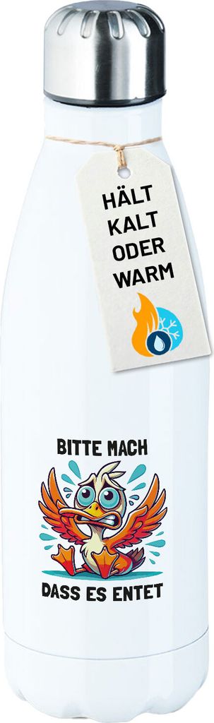 Huuraa Trinkflasche Bitte mach dass es entet Ente Meme 500ml White Edelstahl Wasserflasche Trinkflasche Geschenkidee