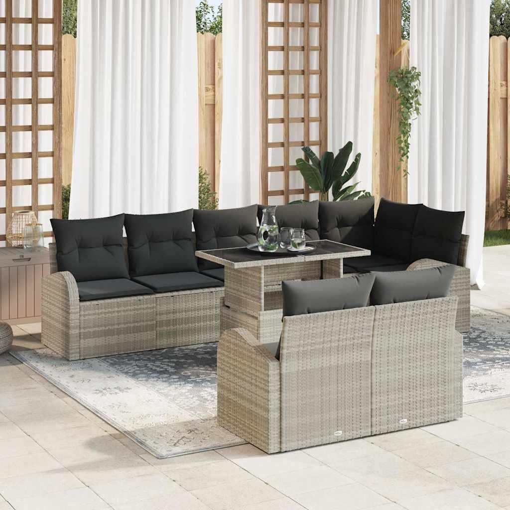Maison Exclusive - Garten-Sofa-Set mit Speicher 9 pcs Hellgrau Poly Rattan