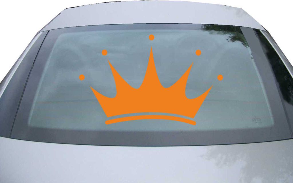 Indigos UG - Aufkleber Heckscheibe & Motorklappe DE2138 - orange - 600x549 mm - Krone - Auto Scheiben Fenster Heckklappe Tuning Racing JDM - Die cut