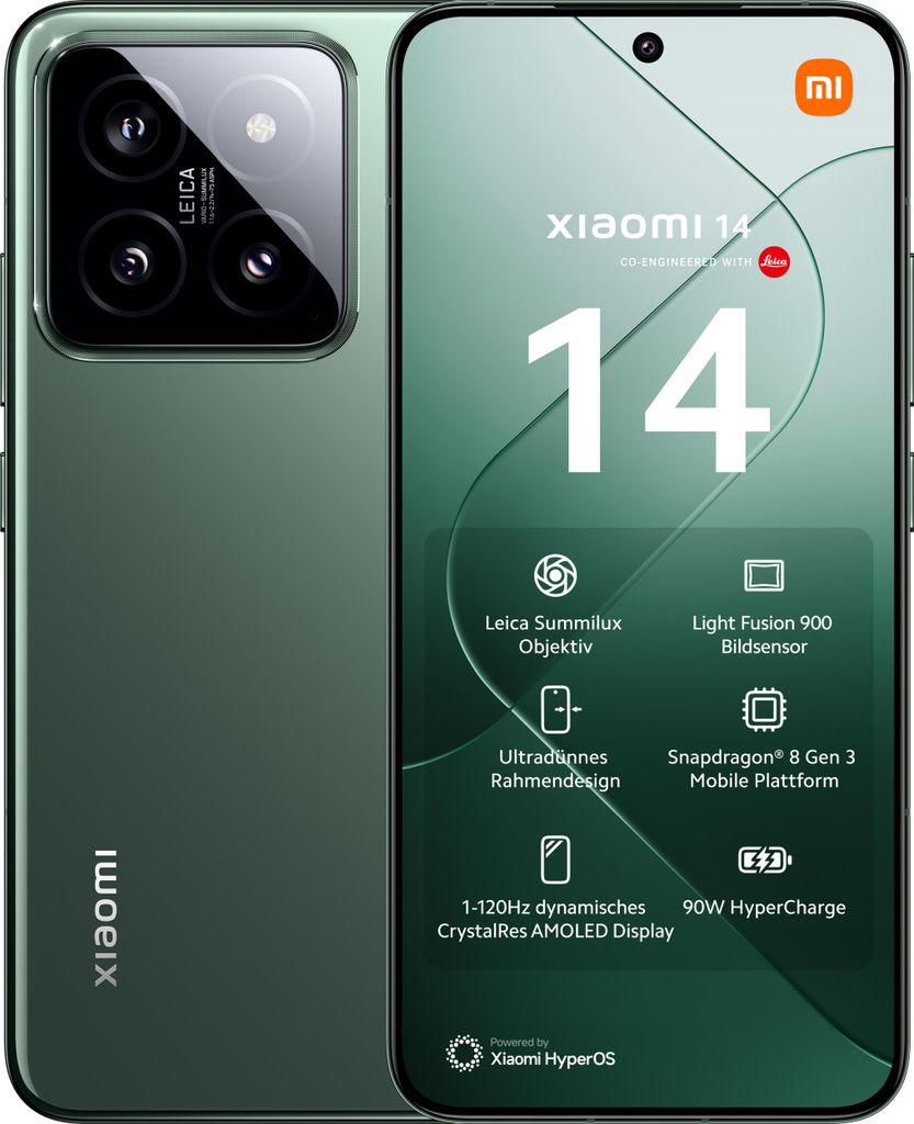 Xiaomi 14 Jadegrün 12 Gigabyte 512 Gigabyte Produktbild 