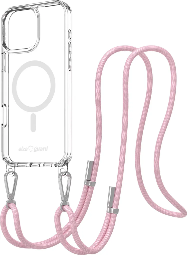 Coque iPhone 16 Pro Max Rose MagSafe Idéale Voyage avec Cordon Détachable